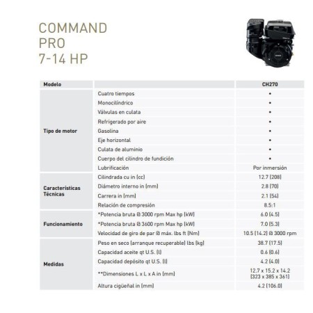 Motor Kohler CH395 Cono 23mm para motoazadas y...
