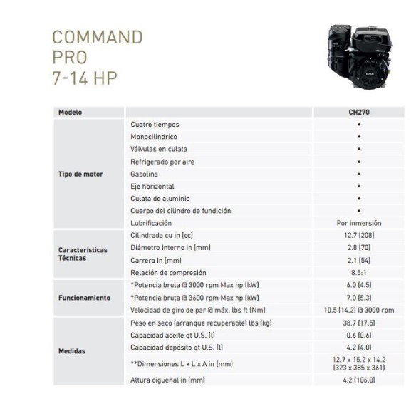 Motor Kohler CH395 Cono 23mm para motoazadas y motocultores