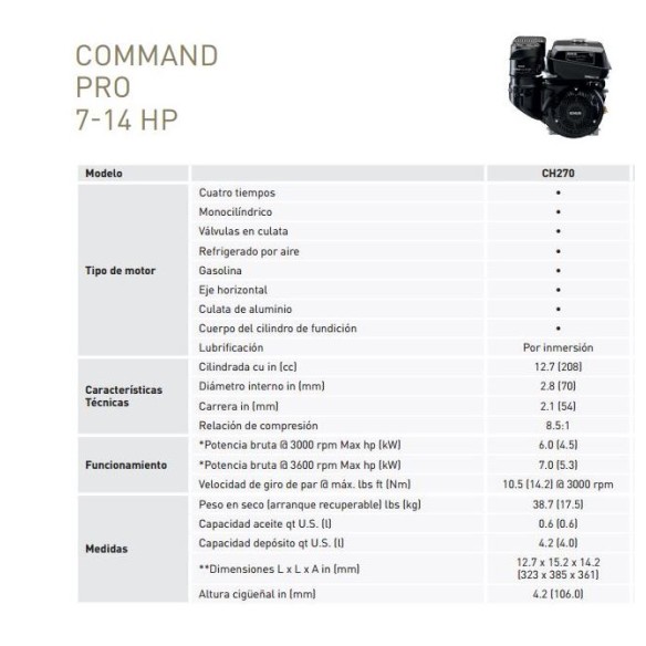 Vilebrequin moteur Kohler CH270 19.04mm